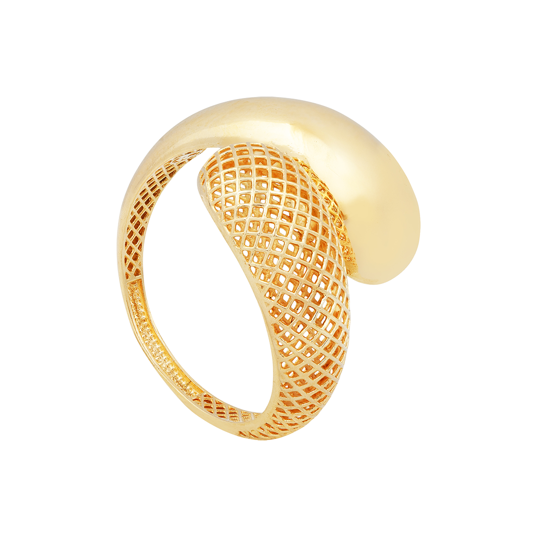 Anel Gota Duplo Em Ouro 18k