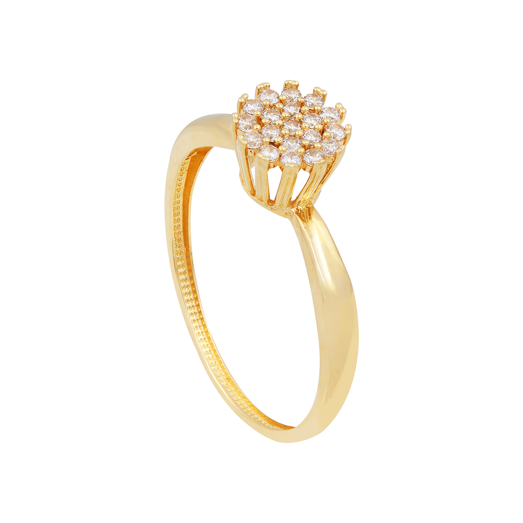 Anel Chuveiro Com Zirconia Em Ouro 18k