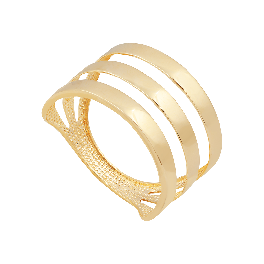 Anel Liso Triplo Em Ouro 18k