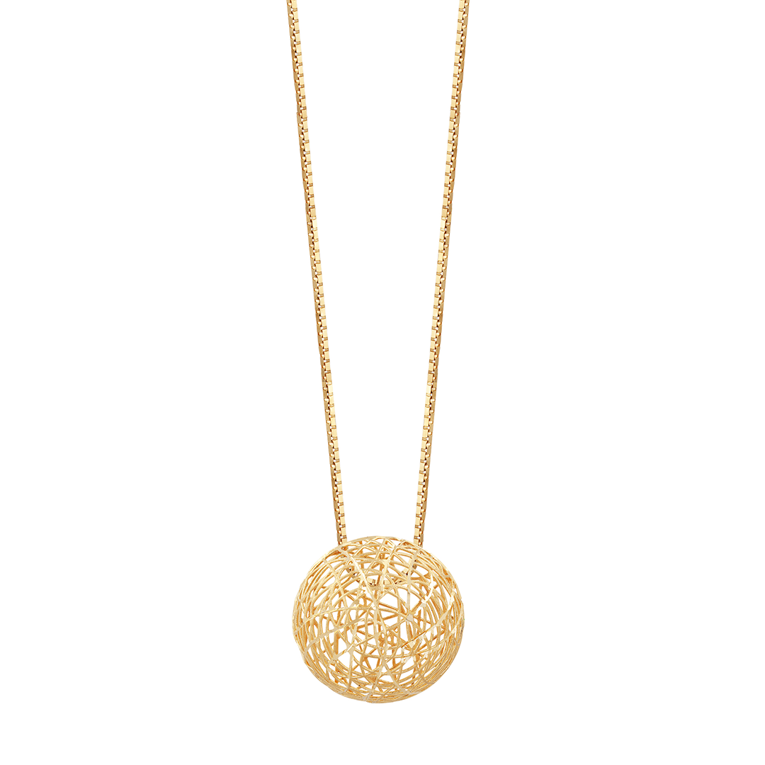 Pingente Bola Vazado Em Ouro 18k