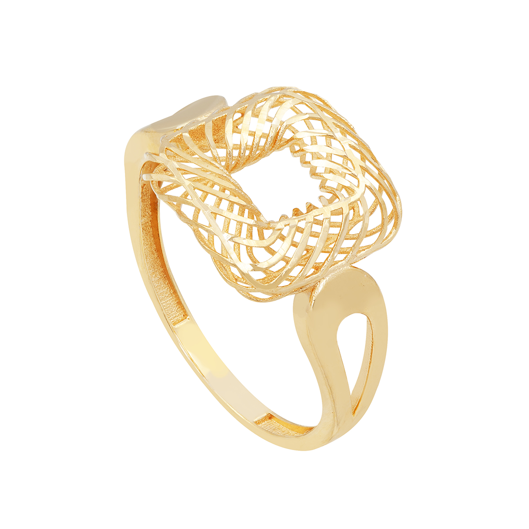 Anel Quadrado Vazado Em Ouro 18k