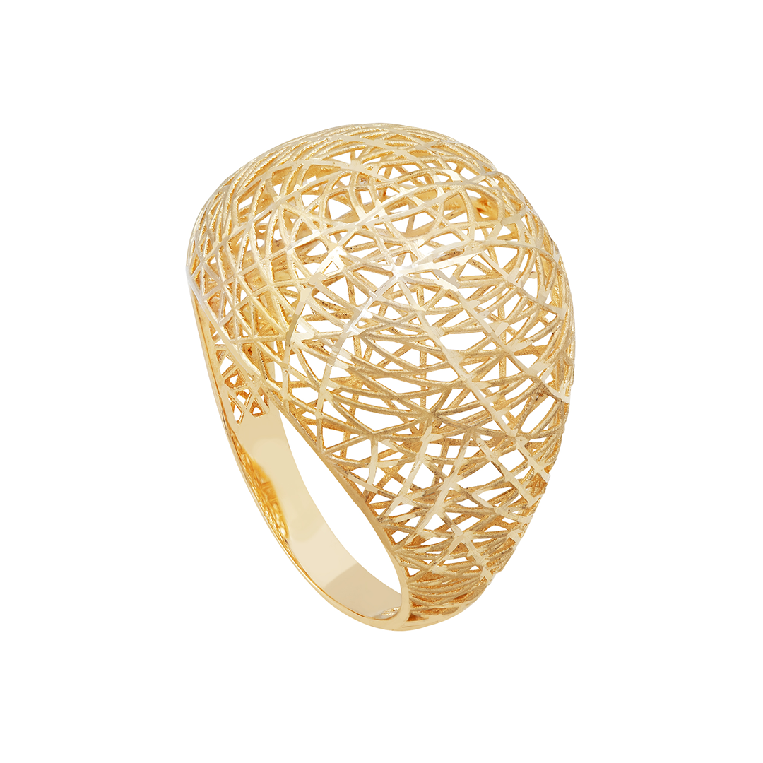 Anel Bola Vazada Em Ouro 18k