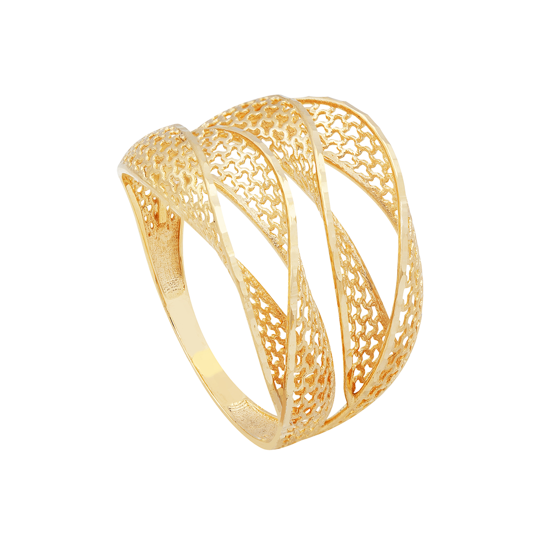 Anel Onda Vazado Em Ouro 18k