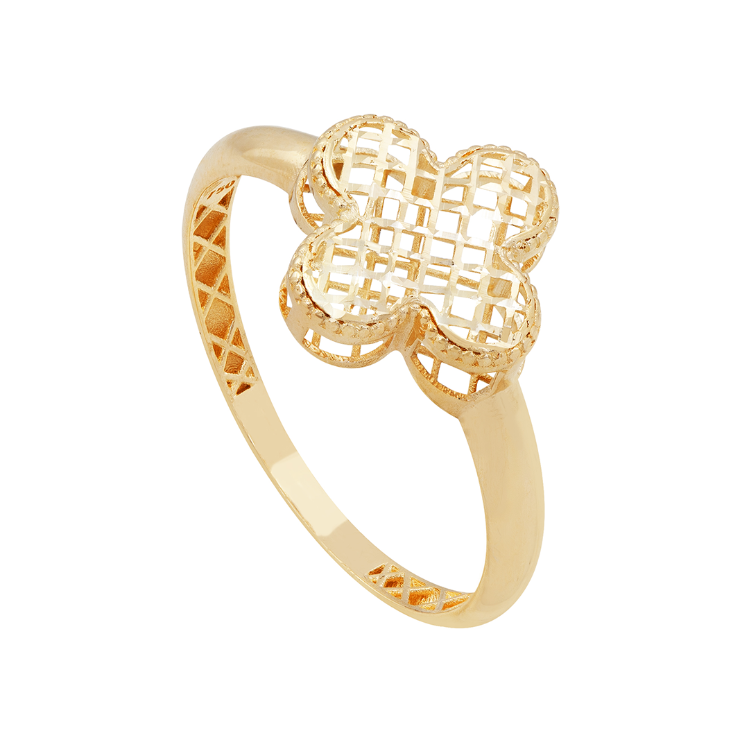 Anel Trevo Vazado Em Ouro 18k
