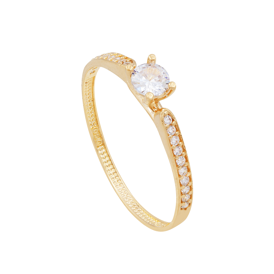 Anel Solitário Com Zirconia Em Ouro 18k