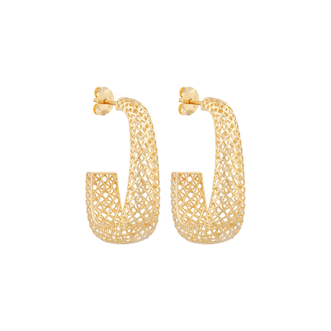 Brinco Gancho Vazado Em Ouro 18k