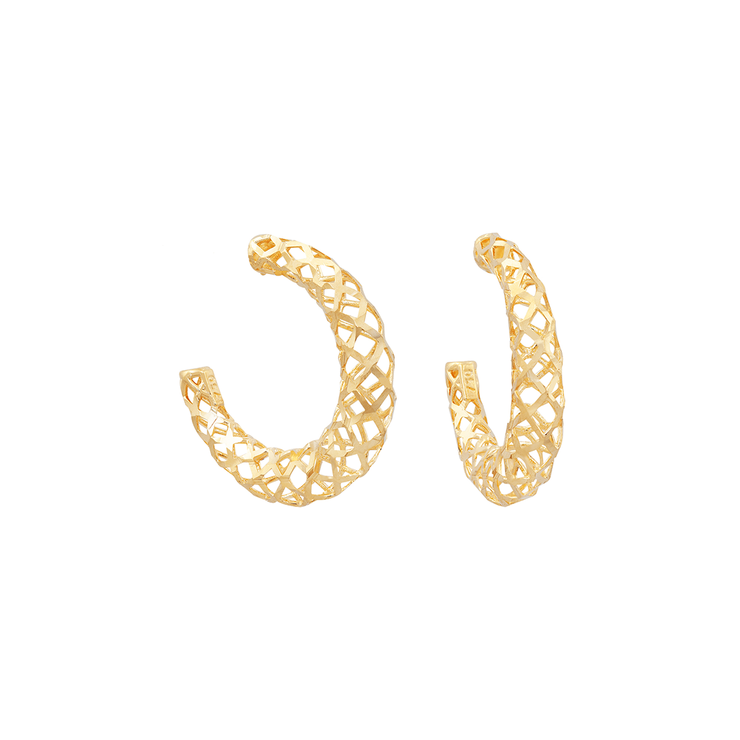 Brinco Argola Vazado Em Ouro 18k